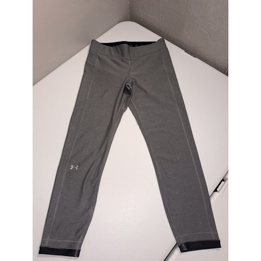 Under Armour HeatGear Womens Medium Capri Leggings Gray Compression Crop